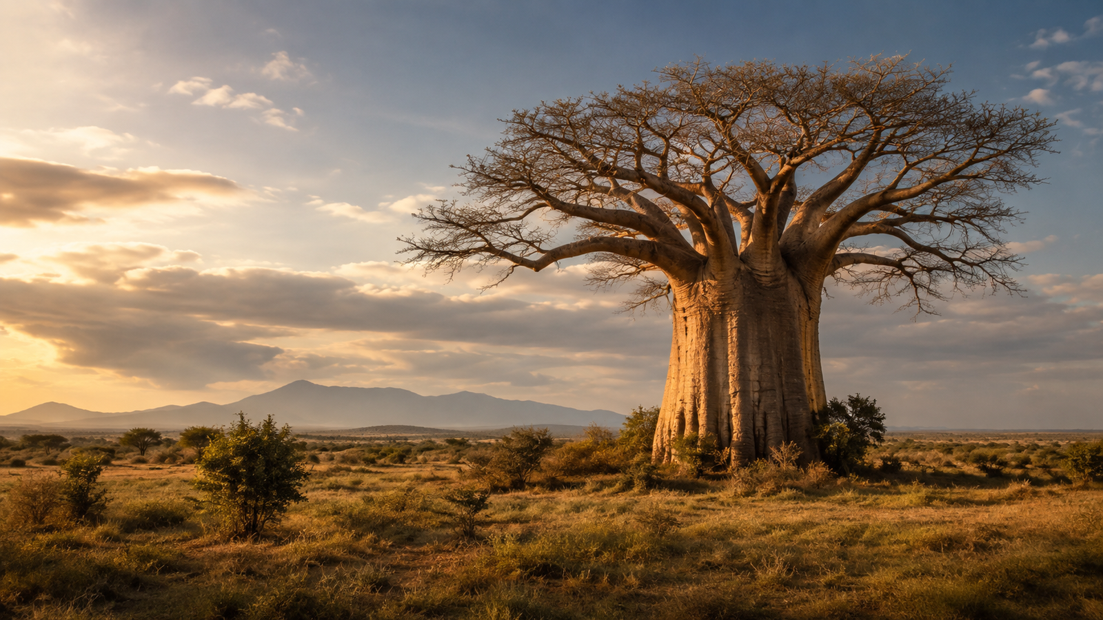 African landscape with a baobab tree